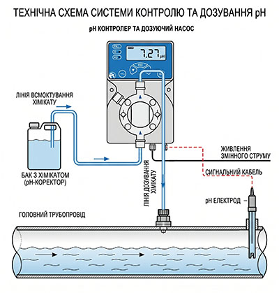 Контроль рівня рН в потоці